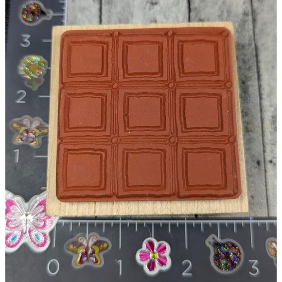 Inkadinkado Squares‎ Boxes Design Grid Rubber Stamp Wood #M32 - Picture 2 of 3